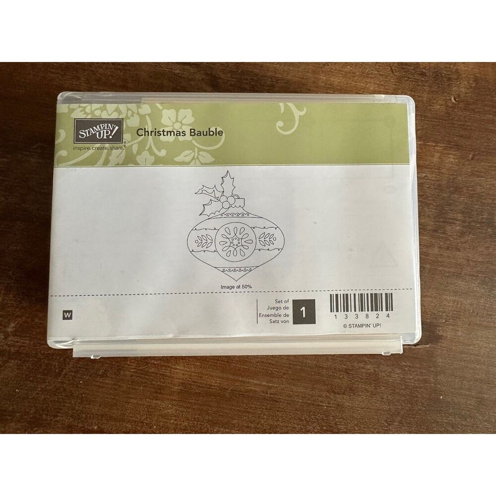 NIB Stampin' Up! CHRISTMAS BAUBLE Used Rubber Stamp on Wood Block